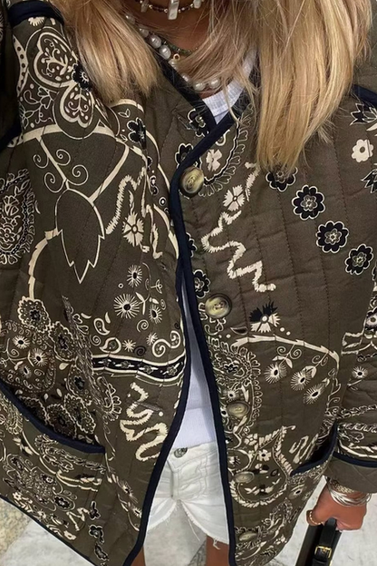Trendige Druck-Tasche Lässige Rundhals-Jacke