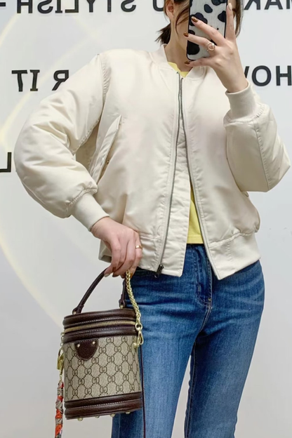 Stylische Flugjacke Verdickter Kragen Sportlich