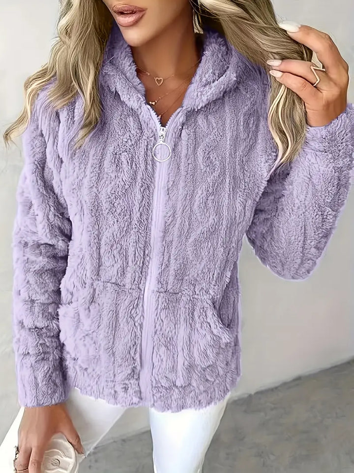 Klassischer Langarm Pullover mit Kapuze und Reißverschluss