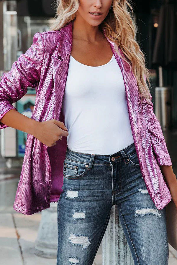 Eleganter Blazer mit Pailletten und Revers