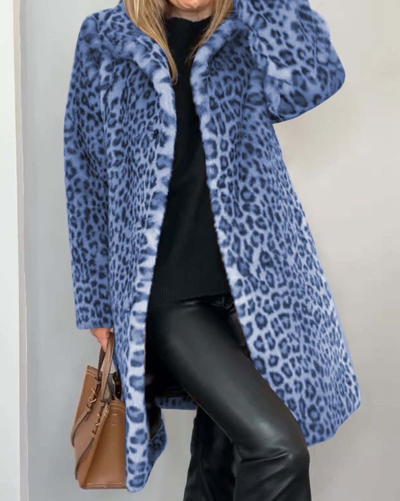 Leopard Jacke Damen Lange Weich