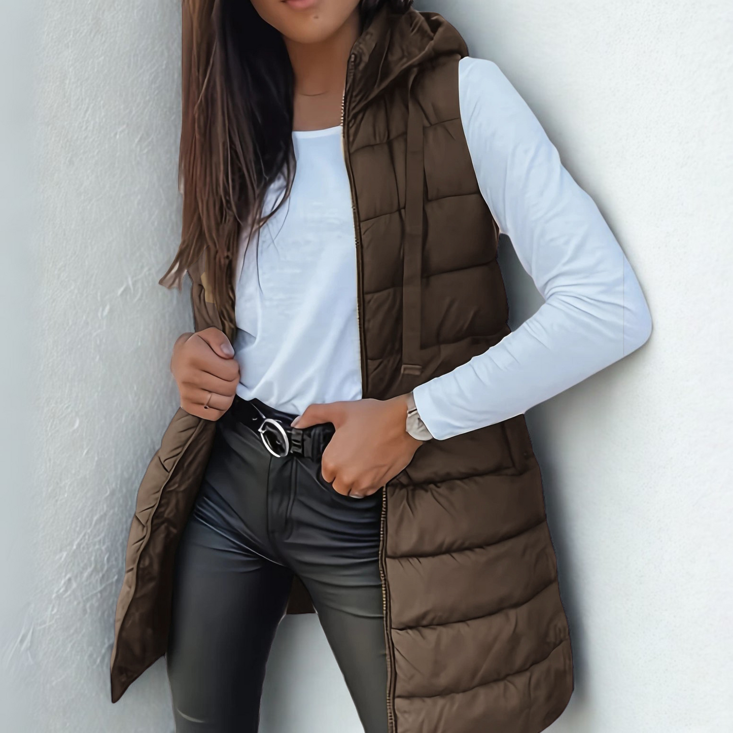 Lange Daunenweste Warm & Stylish
