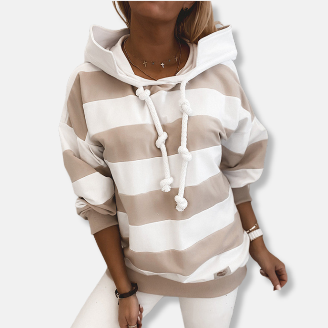 Bequeme Hoodie Lockere Passform Streifen Design