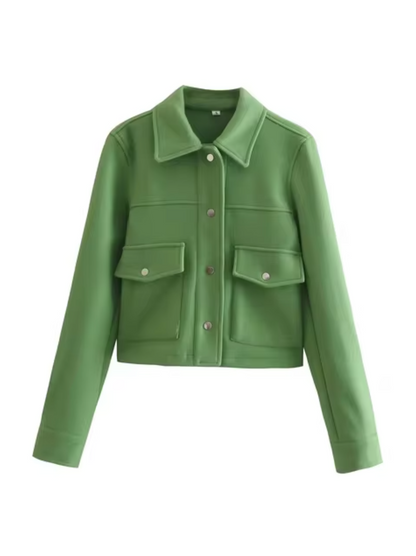Schicke Damenjacke Mit Knöpfen und Vordertaschen