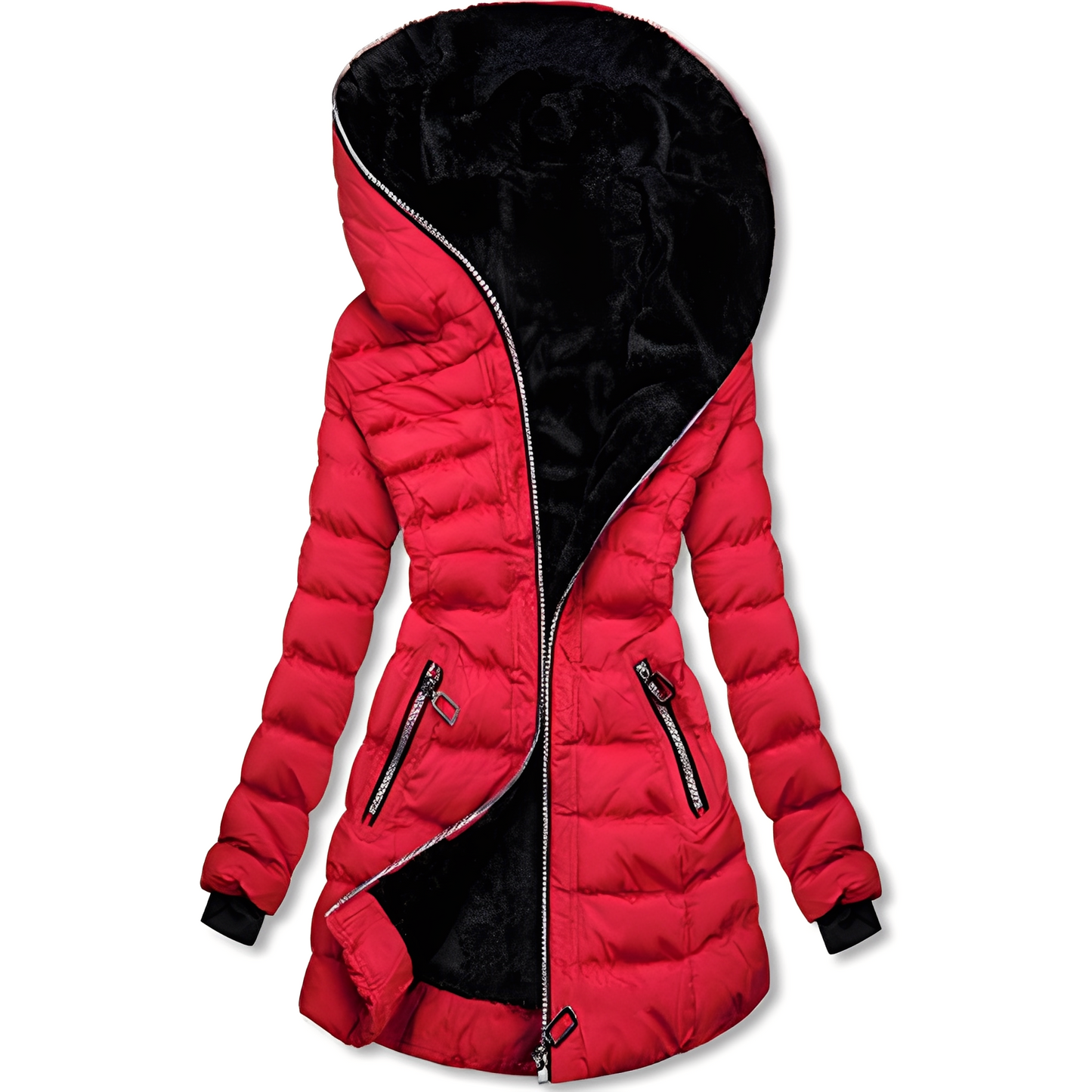 Warmes Winterkleid Frauen Plüschmantel Kapuze