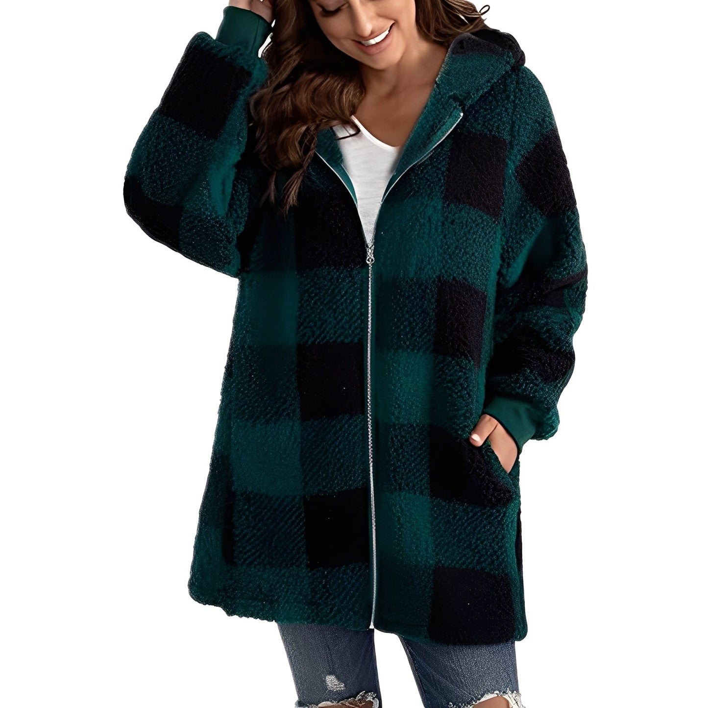 Modischer Damen Hoodie Karo Muster