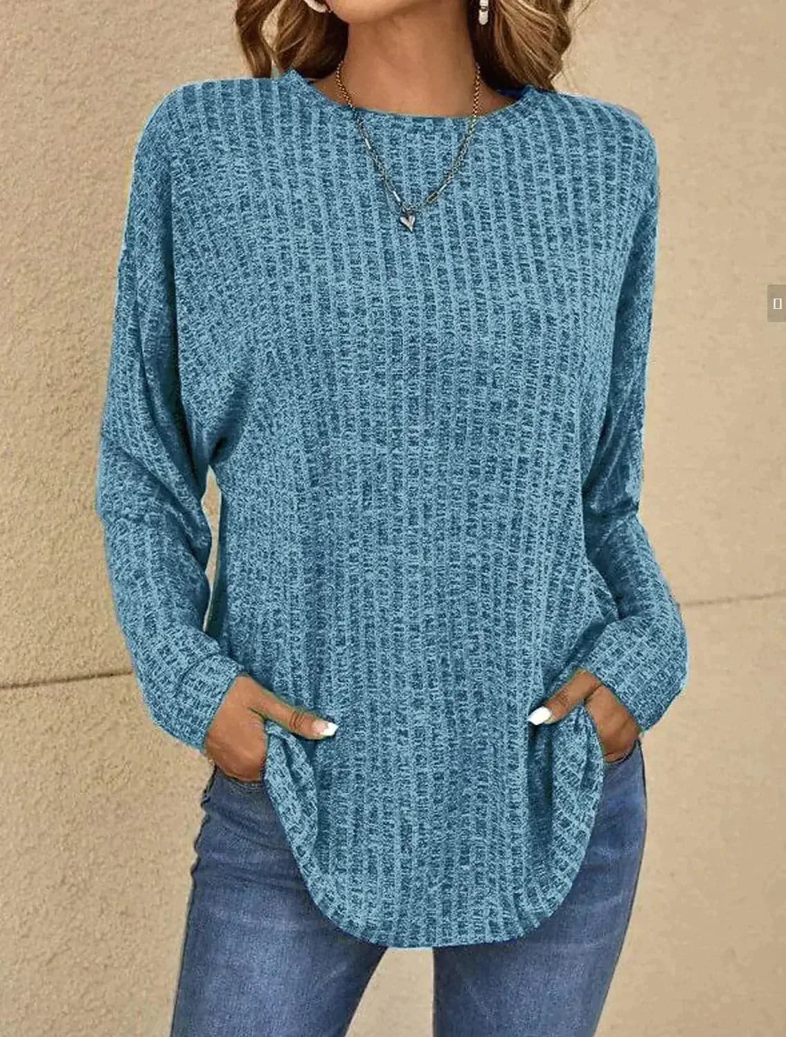 Weiche Strickpullover Damen Lässig Bequem Langarm