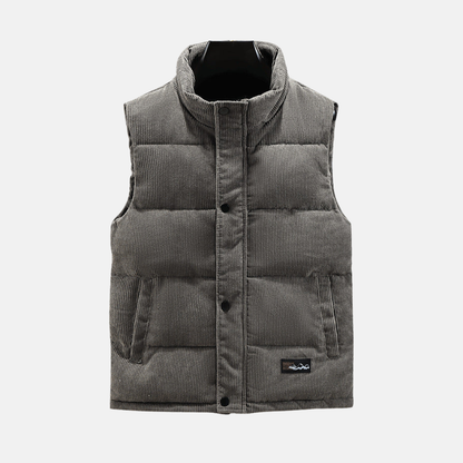 Herrenweste Cord Relaxed Fit Hoher Kragen