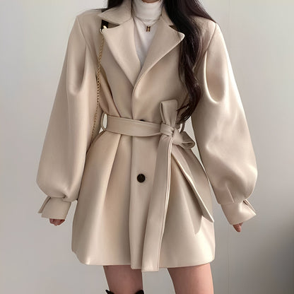 Eleganter Damen Wollmantel Mittellang