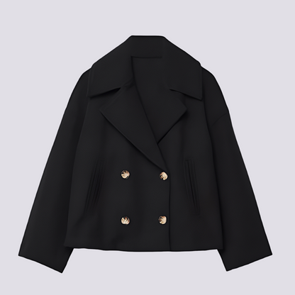 Stylische Damen Wolljacke Kurz Revers