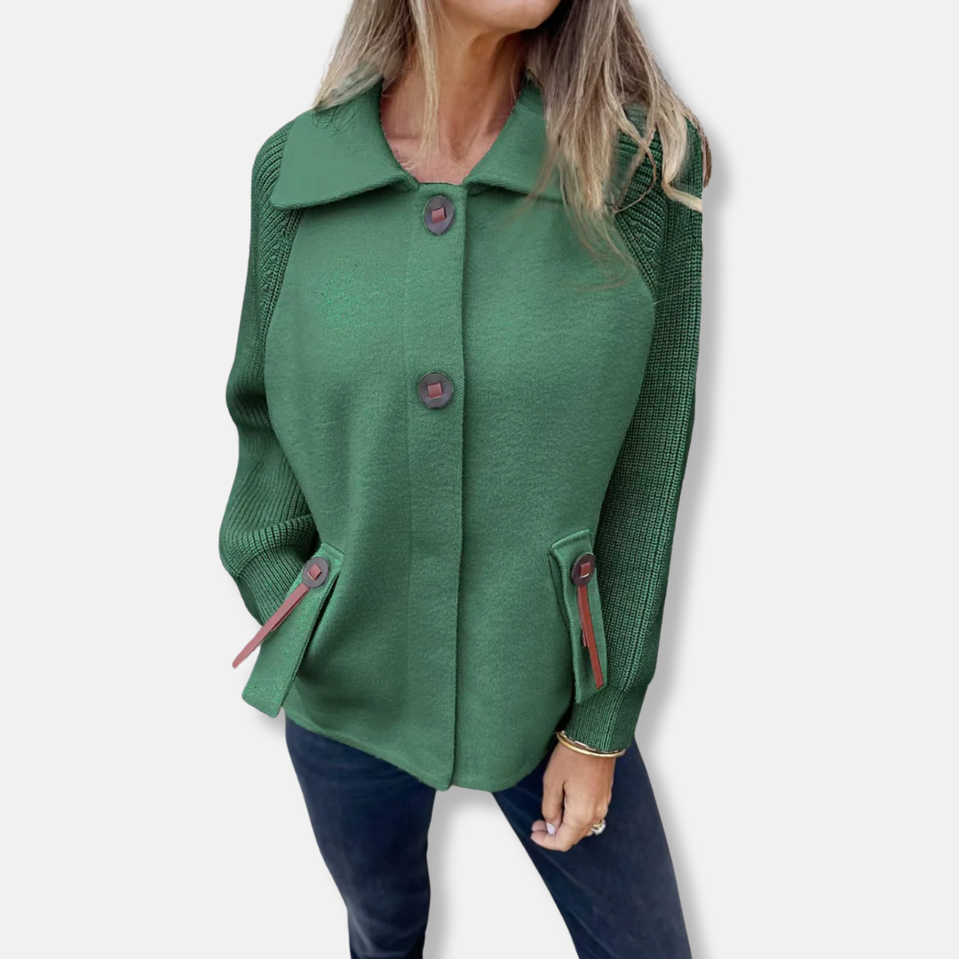 Lässige Damenjacke Gestrickt mit Knopfverschluss