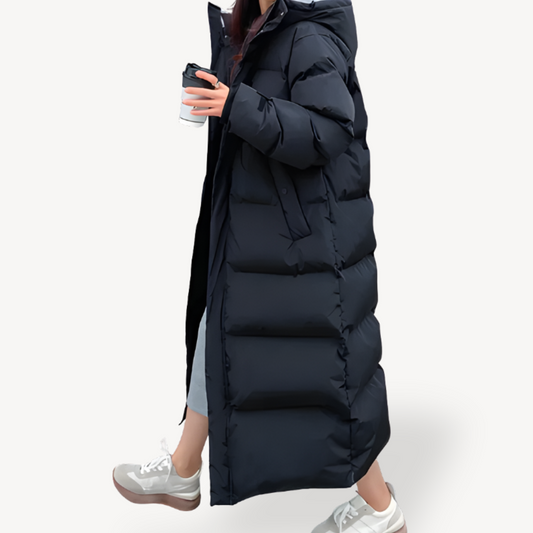 Übergroße Damen Pufferjacke Lang Warm - IdealeKleiden