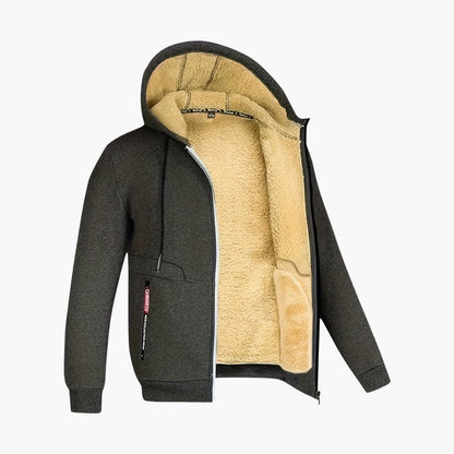 Gemütliche Herrenjacke Fleecegefüttert Kapuze Warm