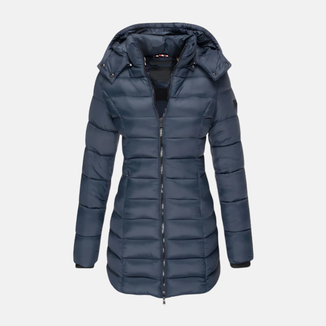 Slim Fit Pufferjacke Mittellang Kapuze
