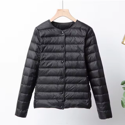 Daunenjacke Damen Slim Fit Leicht Wattierte Kapuzelessen Kurzjacke