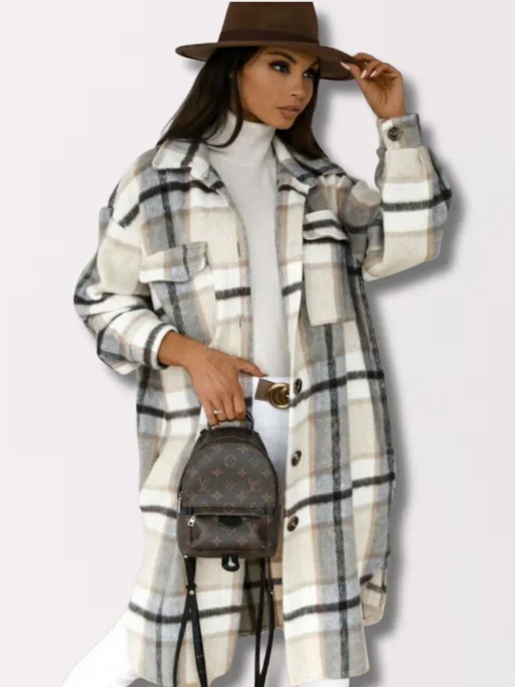 Herrenjacke Lang Kariert Modern
