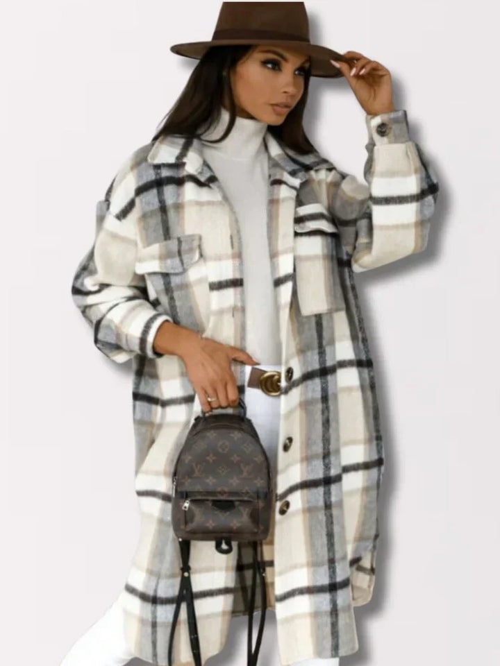 Herrenjacke Lang Kariert Modern