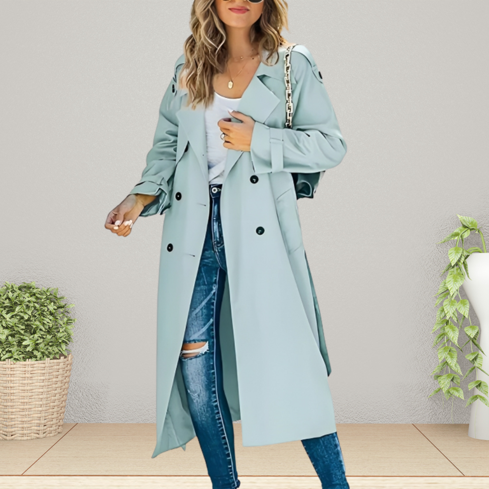 Eleganter Damen Trenchcoat Lang & Warm