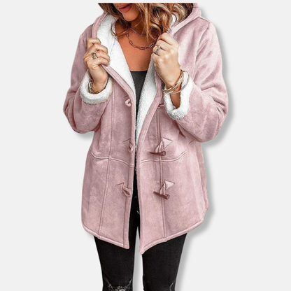 Fleecejacke Damen Kapuze Mittellang Lässig