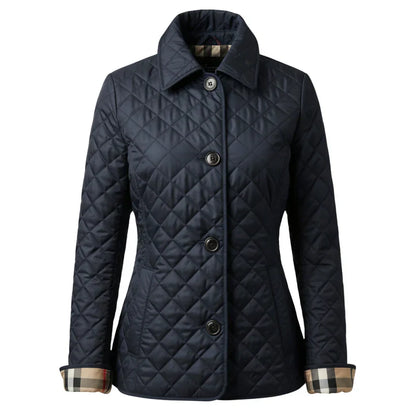 Damen Steppjacke Diamant Muster Elegante Knöpfe
