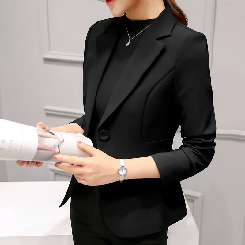 Damen Blazer Elegant Taillierte Form Ein-Knopf-Design