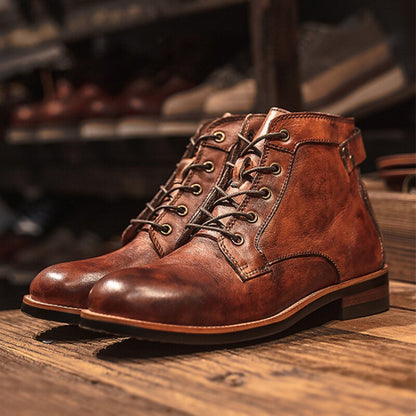 Robuste Herren Lederstiefel mit Starker Sohle