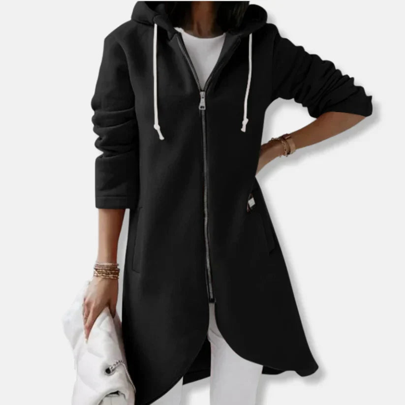 Lockere Sweatjacke Mit Kapuze Und Reißverschluss