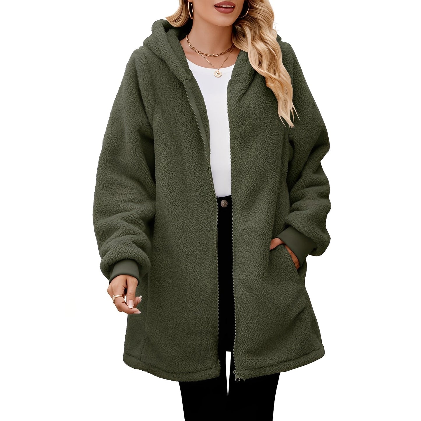 Weiche Damen-Fleecejacke Mit Kapuze