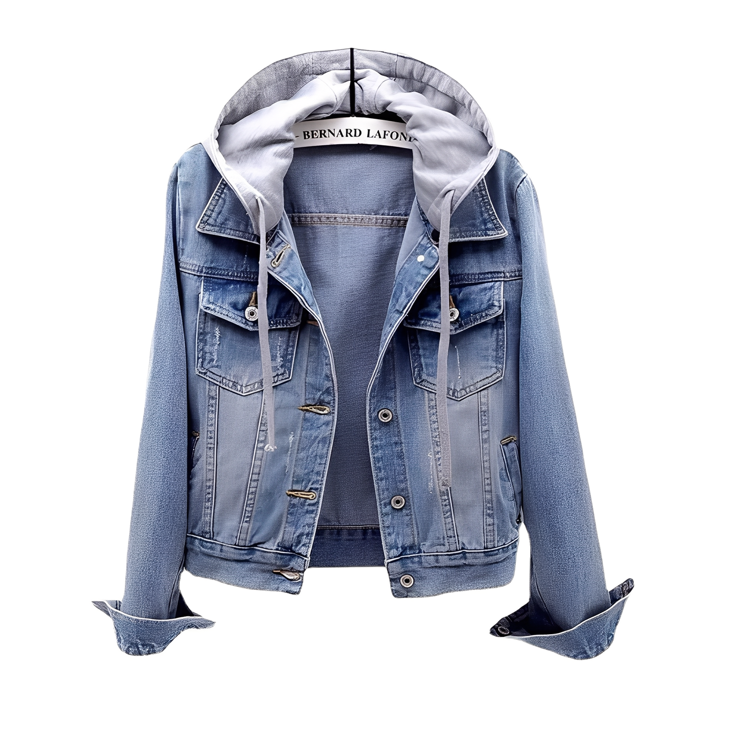 Frauen Jeansjacke Kapuze Trendy