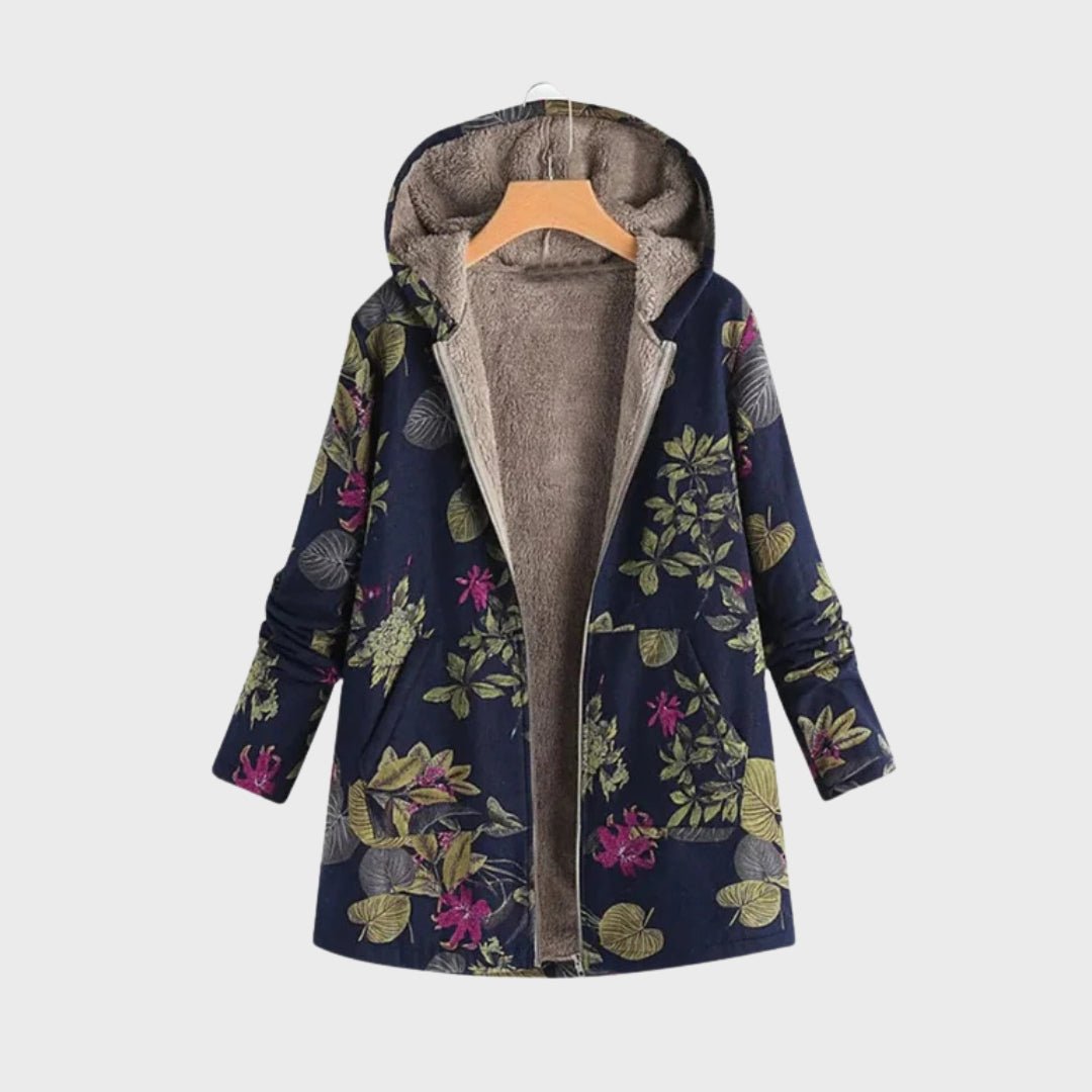 Stylische Fleecejacke Blumenmuster Damen