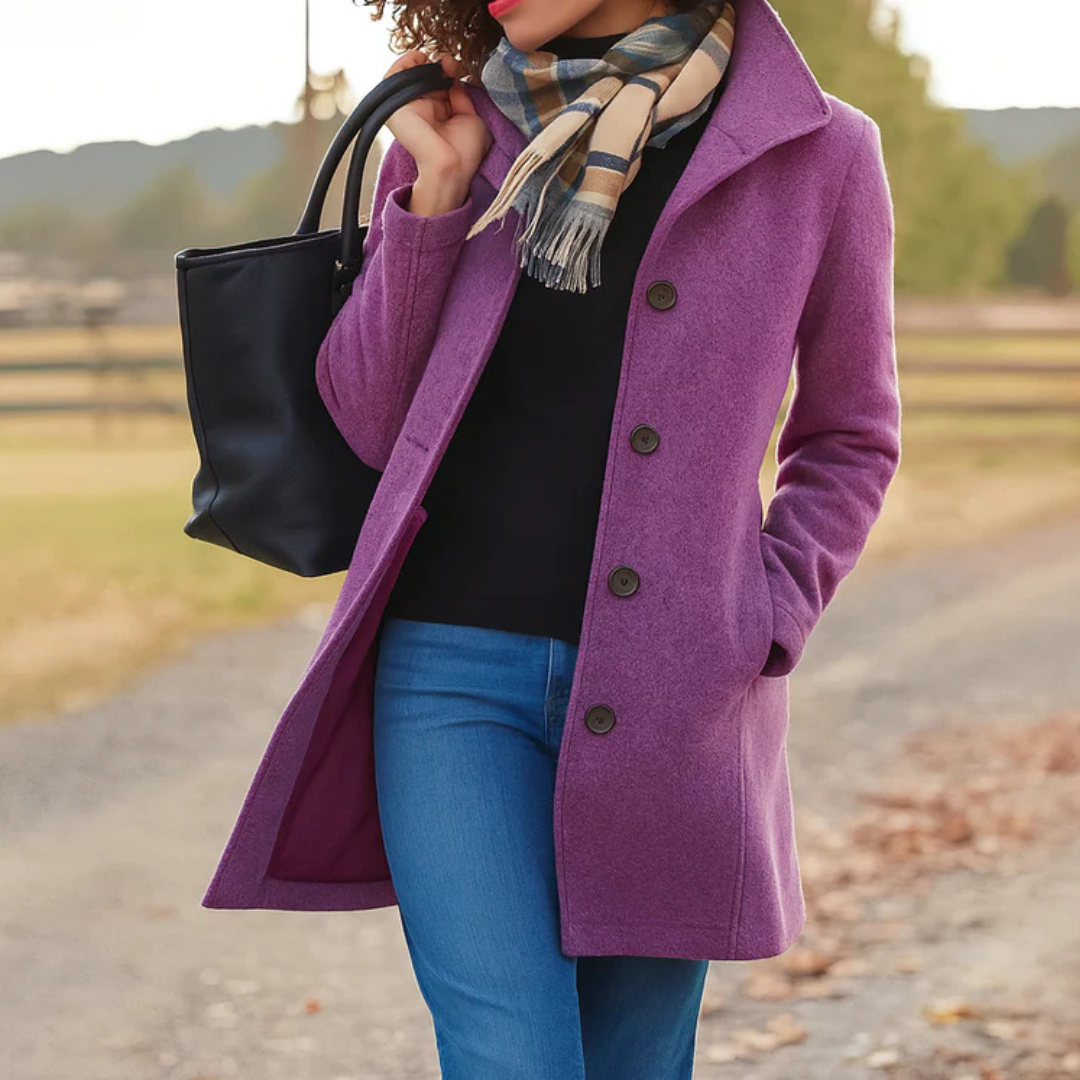 Elegante Damenjacke Mittellang Knöpfe