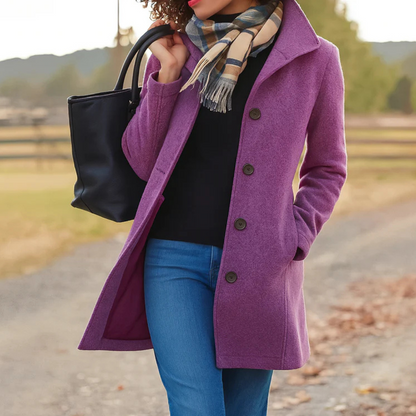 Elegante Damenjacke Mittellang Knöpfe