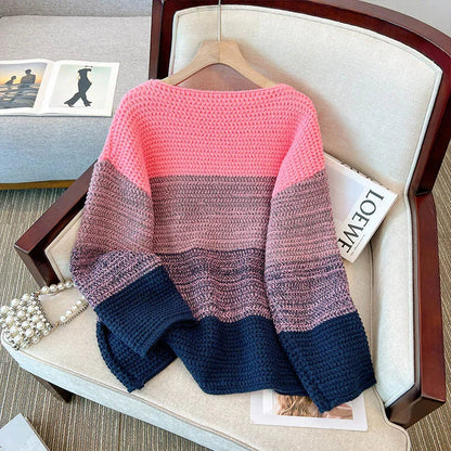 Damen Oversized Pullover Patchwork Style