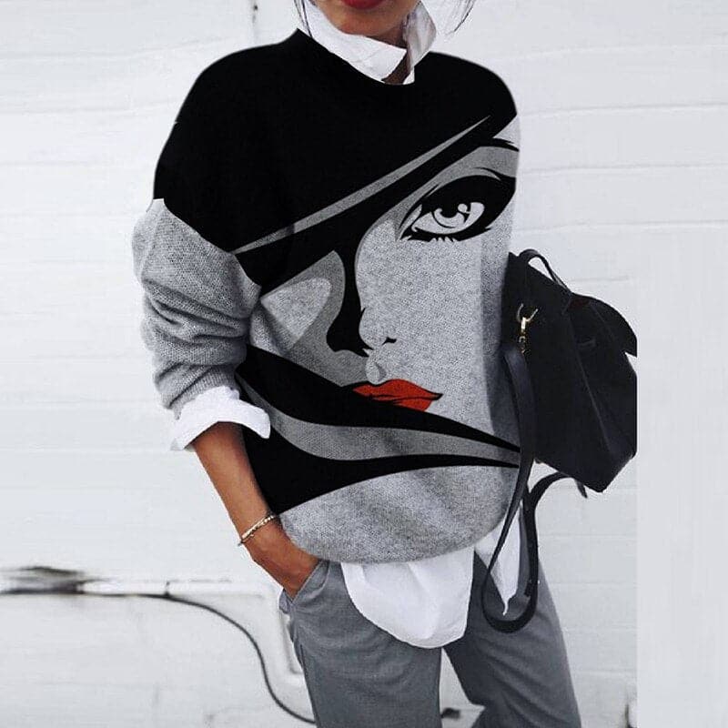 Bequemes Sweatshirt mit Grafikdruck und Rundhals