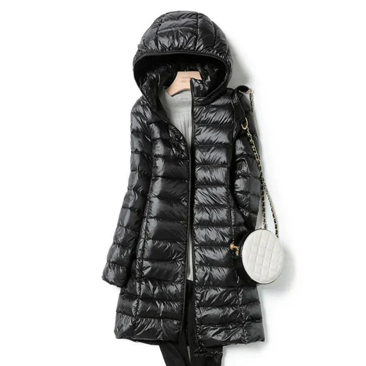 Lange Damenwinterjacke Warm mit Kapuze