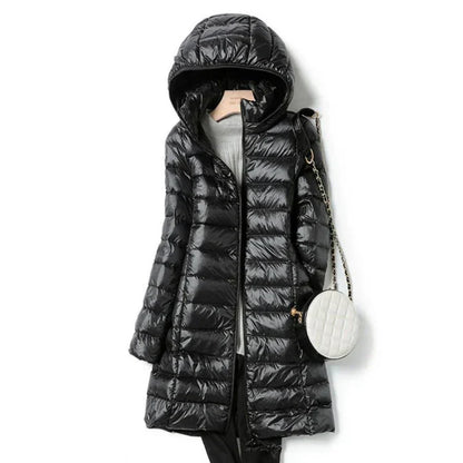 Lange Damenwinterjacke Warm mit Kapuze