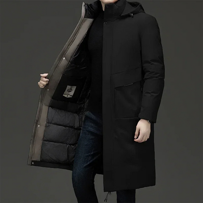 Herren Longline Parka Warm Isoliert Kapuze