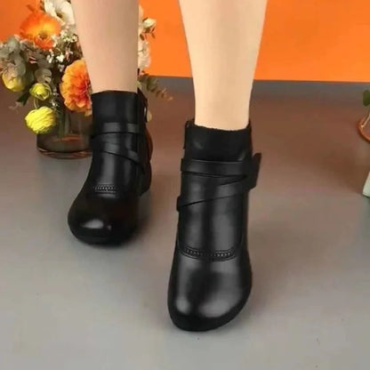 Stilvolle Damen Lederstiefel Vintage Look
