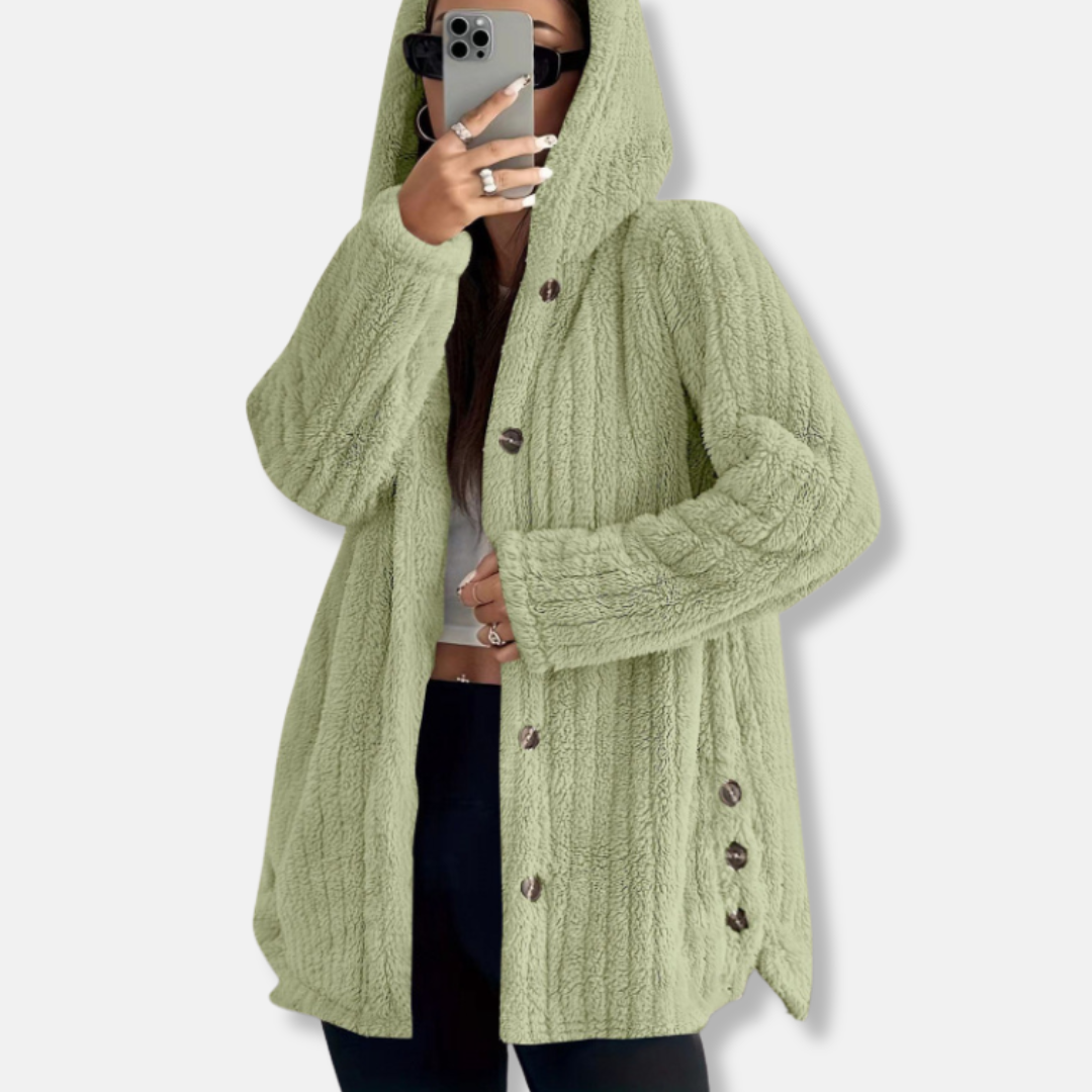 Mantel Oversize Mit Kapuze Weich Mittellang