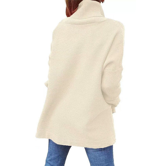 Damen Pullover Bequem Rollkragen Herbst - IdealeKleiden