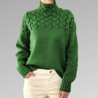 Elegantes Kleid | Strickpullover Hochgeschlossen Geflochtenes Design