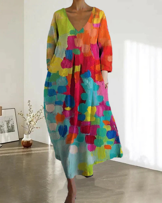 Sommerkleid Frauen Bunt Geblümt Elegant - IdealeKleiden
