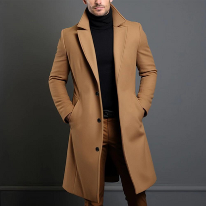 Herren Übermantel Lang Elegant Einreiher