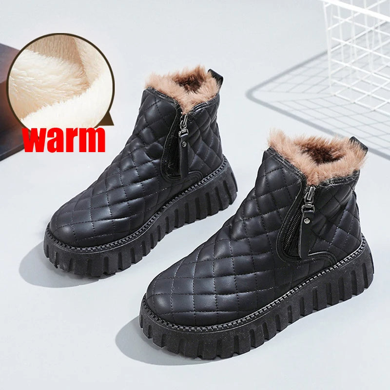 Damen Stiefeletten Mit Reißverschluss Dickes Sohlen