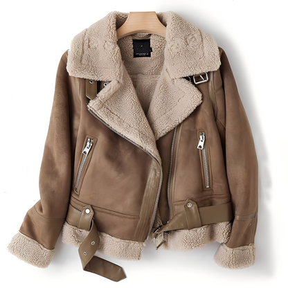 Modische Damenlederjacke Wildleder Schnitt