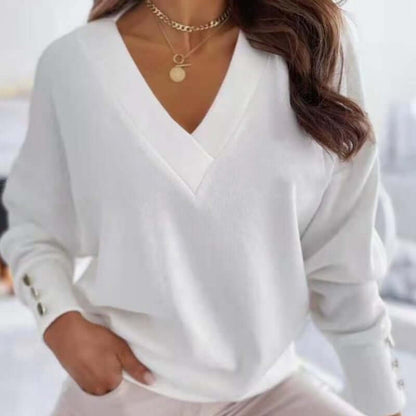 Damen Pullover Langarm V-Ausschnitt Modisch
