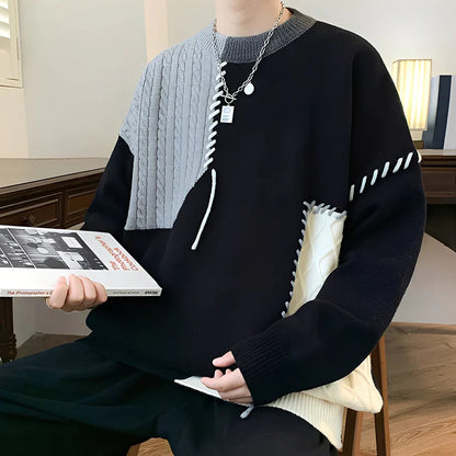 Herren Fleece Pullover Bunt Gemustert - IdealeKleiden