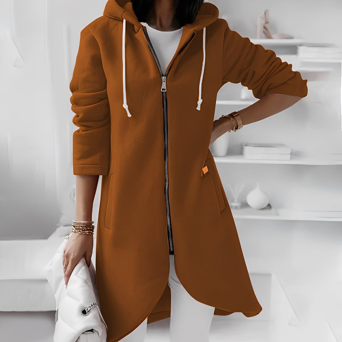 Lange Damen-Kapuzenjacke Bequem & Stylish
