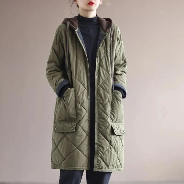 Langer Damenmantel Elegant Gepolstert Winter