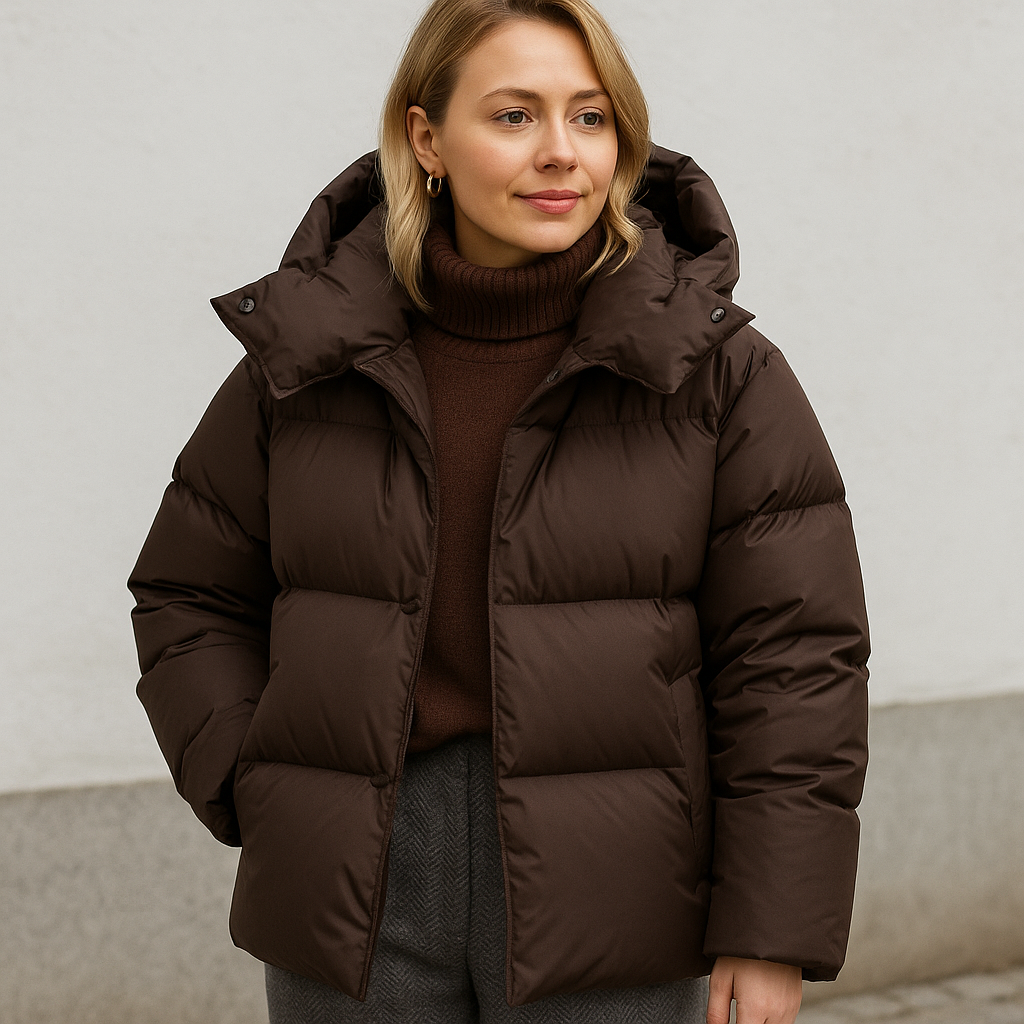 Damen Wintermantel Gepolstert Elegant Schnitt - IdealeKleiden
